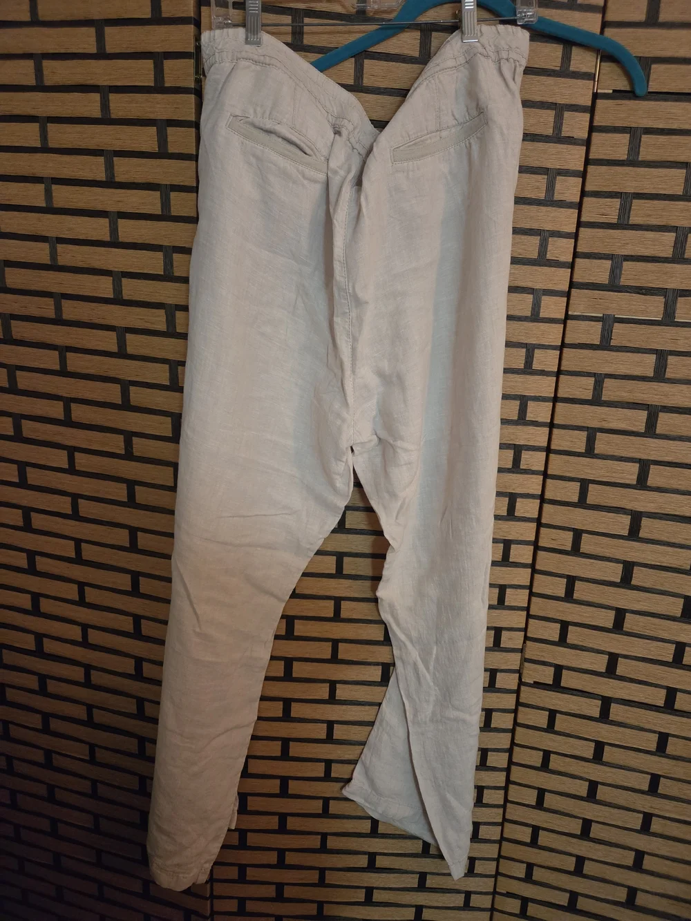 Caslon Women's Beige Flax 100% Linen Drawstring Wide Leg Casual Pants Size XXL